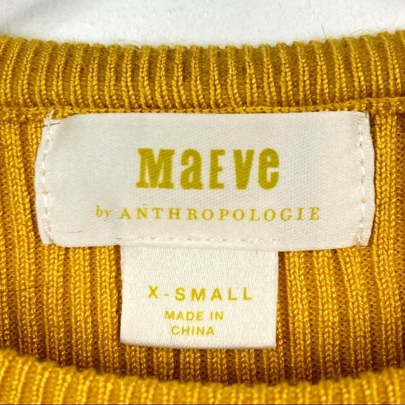 Anthropologie MAEVE Josefa Ribbed Short Sleeve Tee in Mustard Yellow - Picture 6 of 12